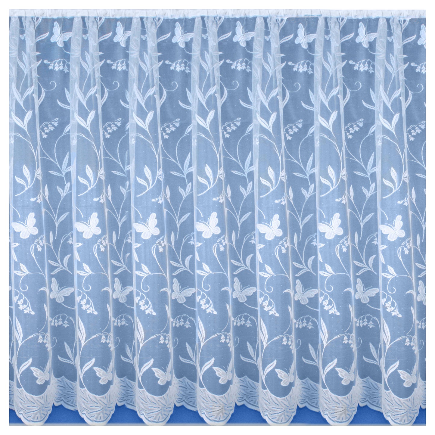 Hawaii Butterfly & Bluebell White Net Curtain