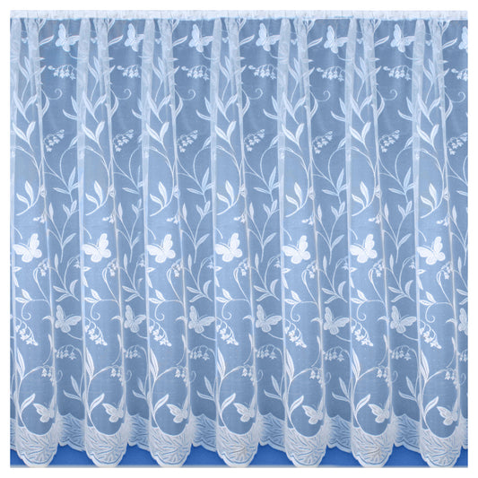 Hawaii Butterfly & Bluebell White Net Curtain